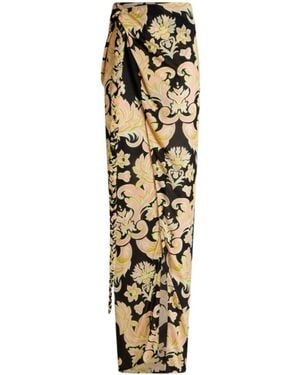 Etro Floral Printed Wrap Maxi Skirt - Metallic