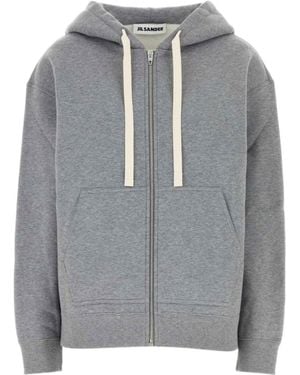 Jil Sander Drawstring Zip-Up Hoodie - Grey
