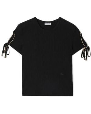 Burberry Lace-Up Sleeve T-Shirt - Black