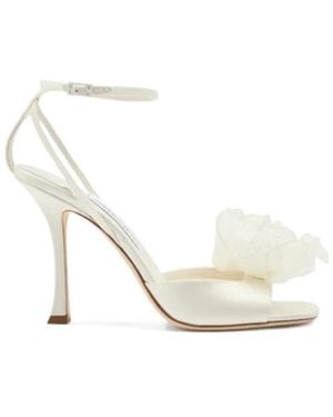 Jimmy Choo Mimmi Flower-Appliqué Sandals - White
