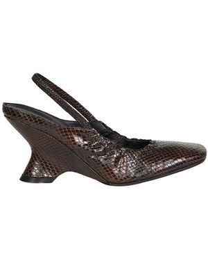 Dries Van Noten Square Toe High-Heeled Sandals - Brown