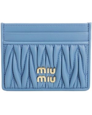 Miu Miu Logo-Lettering Cardholder - Blue
