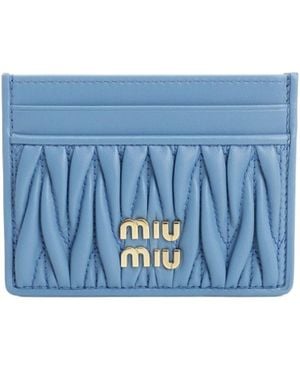 Miu Miu Logo-Lettering Cardholder - Blue