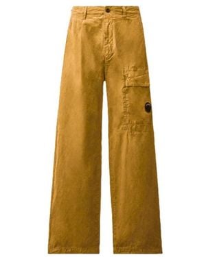 C.P. Company Wide-Leg Cargo Casual Trousers - Yellow