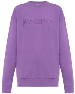JW Anderson Jw Anderson Logo Embroidered Crewneck Sweatshirt - Purple