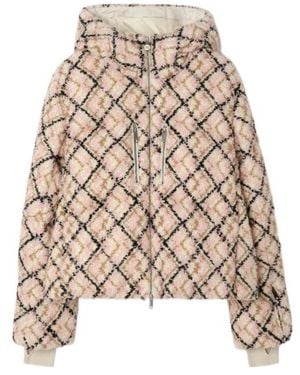 Burberry Check Wool Mohair Blend Auburn Puffer Jacket - Natural