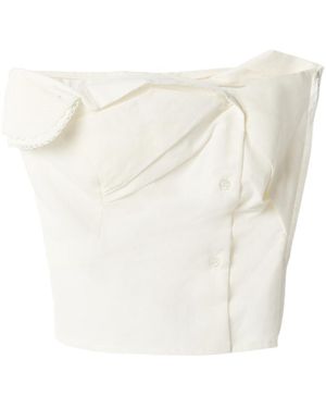 Miu Miu Strapless Poplin Top - White