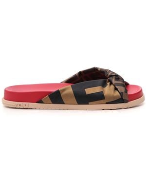 Fendi Cross Slippers - Red
