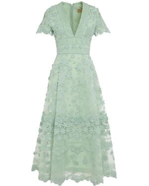 Elie Saab Flower Embroidered Dress - Green