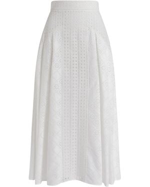 Alberta Ferretti Sangallo Lace Long Skirt - White
