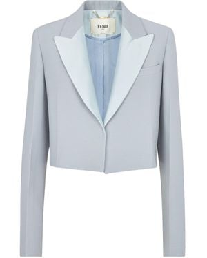 Fendi Cropped Single Breasted Blazer - Blue