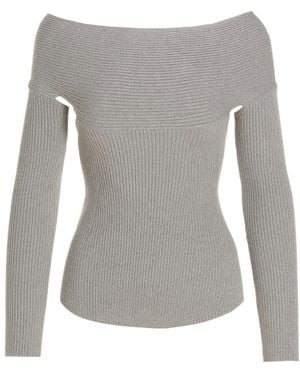 KHAITE Salma Open-Back Ribbed Top - Grey