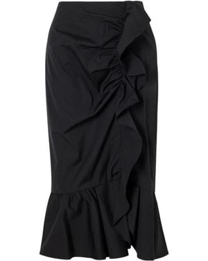Carolina Herrera Ruched Cotton-Blend Midi Skirt - Black