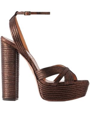 Aquazzura Sundance 140 Metallic Leather Sandals - Brown