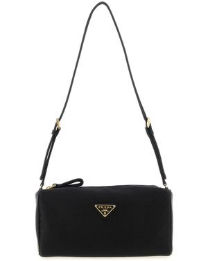 Prada Triangle Logo Shoulder Bag - Black
