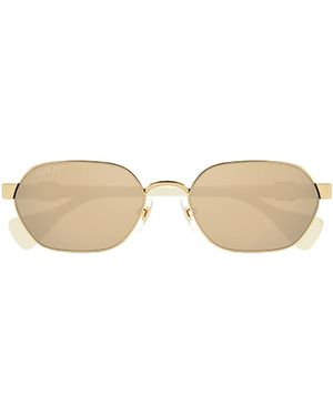 Gucci Eyewear Rectangular Metal Sunglasses - Natural