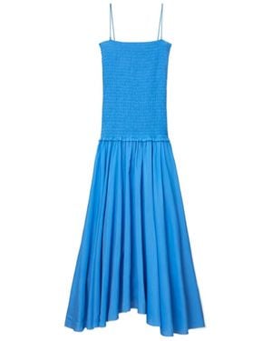 Tory Burch Smocked Long Dress - Blue