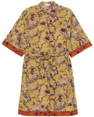 Dries Van Noten Floral-Print Shirtdress - Yellow