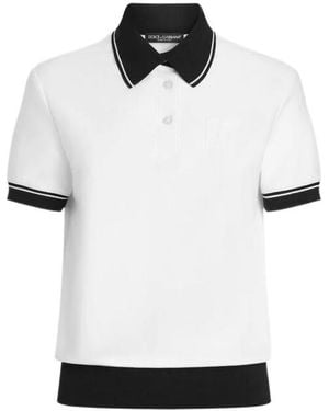 Dolce & Gabbana Embroidered-Logo Polo Top - White