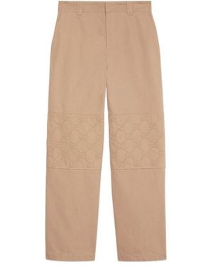 Gucci Gg Detailed Denim Pants - Natural
