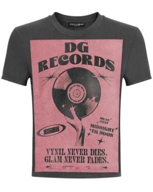 Dolce & Gabbana Graphic Printed Crewneck T-Shirt - Pink