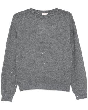 Liu Jo Embellished Round-Neck Sweater - Gray