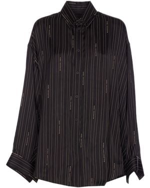 Balenciaga Logo Detailed Long-Sleeve Shirt - Black