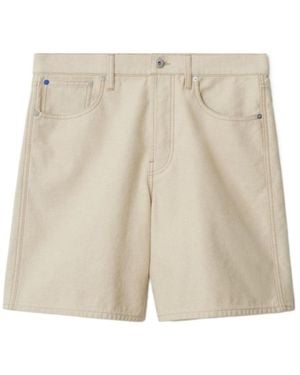 Burberry Denim Trousers With Equestrian Emblem - Natural