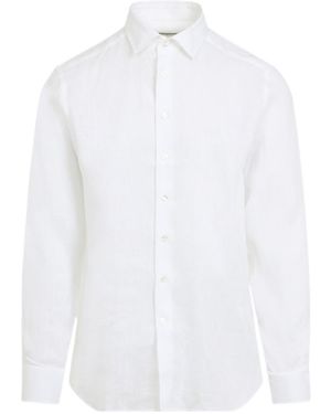 Etro Logo Embroidered Long Sleeved Shirt - White