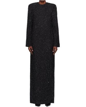 Pushbutton Long-Sleeved Dress - Black