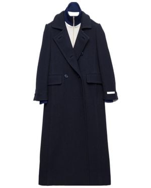 Prada Double-Breasted Long Coat - Blue
