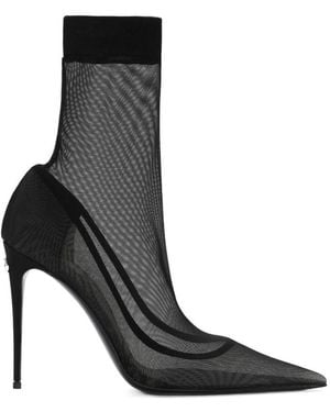 Dolce & Gabbana Pointed High-Heeled Boots - Black