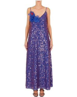 Emporio Armani Sequined Long Dress - Purple