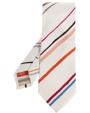 Paul Smith Diagonal Stripe Tie - White