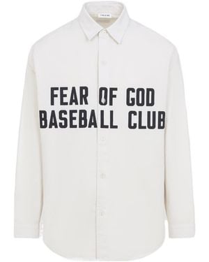 Fear Of God Baseball Club Logo Printed Long-Sleeved Shirt - White