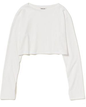 AURALEE Crew Neck Long-Sleeved T-Shirt - White