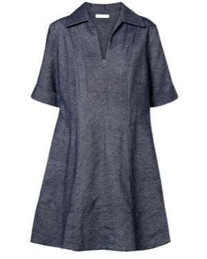 Vince Cotton And Linen Chambray Minidress - Blue