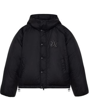 Amiri Logo Patch Hooded Down Jacket - Blue