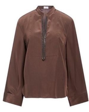 Brunello Cucinelli Solid-Color Satin Long Sleeves - Brown