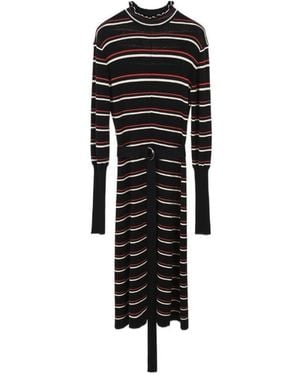 Chloé Striped Knitted Wool Dress - Black
