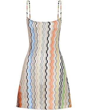 Missoni Striped Metallic Crochet-Knit Mini Dress - Natural