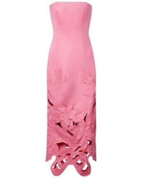 Leo Rayna Floral-Appliqué Bustier Gown - Pink