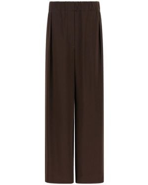 Jil Sander Wide-Leg Elastic Waist Trousers - Brown