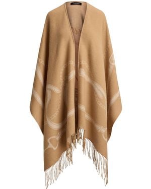 Ralph Lauren Open-Front Fringed Poncho - Brown