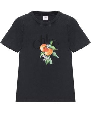 Chloé Chloé Branch Printed Crewneck T-Shirt - Black