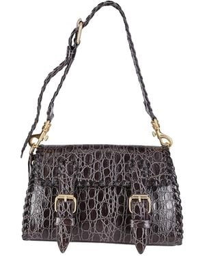 Dries Van Noten Embossed Shoulder Bag - Black