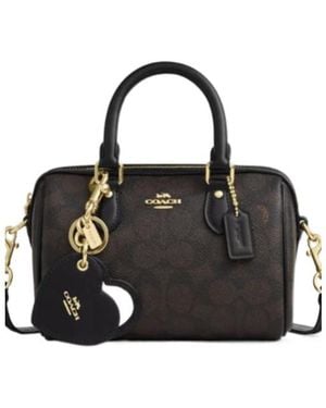 COACH Boxed Mini Rowan Crossbody Bag And Mirror Bag Charm Set - Black