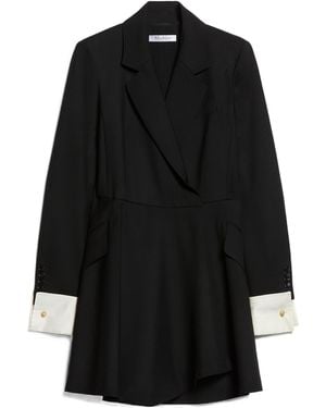 Max Mara Pleated Long-Sleeved Blazer Dress - Black