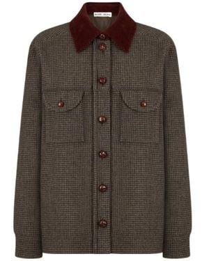 Blazé Milano Blaz Milano Badis Berber Houndstooth Coat - Brown