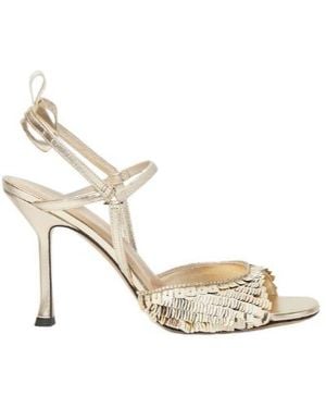 Fendi Very Colibrì Sequin-Embellished Leather Sandals - Metallic